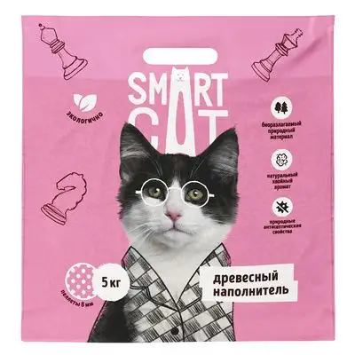 Купить smart cat  древесный наполнитель для кошек (пеллеты 8 мм)
